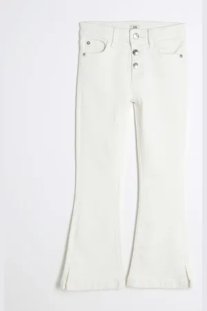 River Island Girls Denim Button Front Flared Jeans