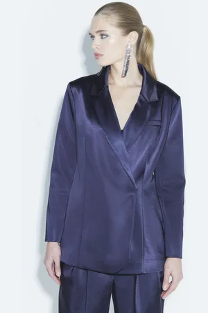 River Island Womens Bonded Satin Double Breasted Blazer