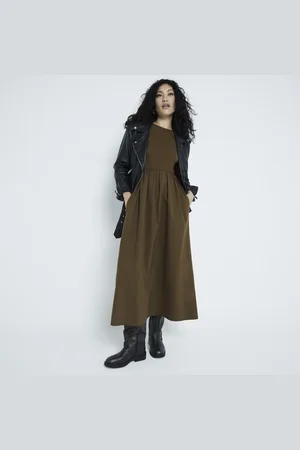 River Island Womens Poplin Long Sleeve Midi Dress