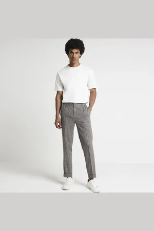 River Island Mens Slim Fit Textured Smart Trousers