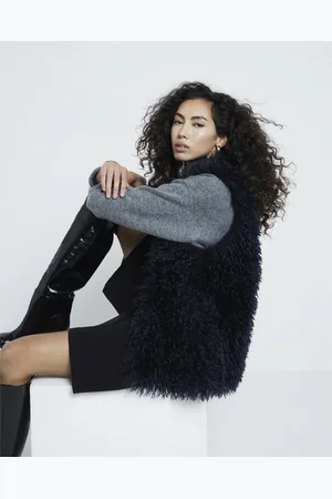River Island Womens Shaggy Faux Fur Longline Gilet