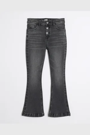 River Island Girls Denim Button Front Flared Jeans