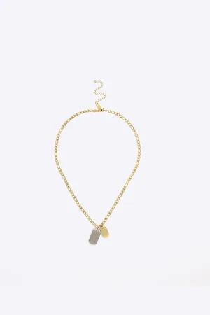 River Island Mens Metal Steel Dog Tags Necklace