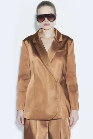 River Island Womens Bonded Satin Double Breasted Blazer
