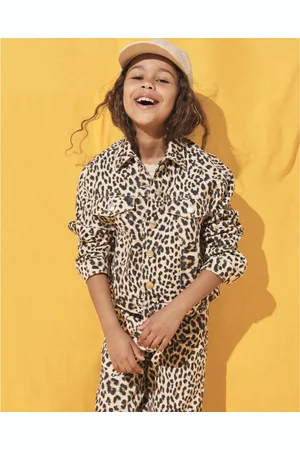 River Island Girls Denim Leopard Print Jacket