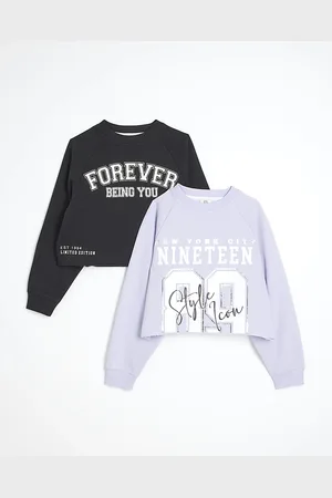 River Island Girls Raw Hem Sweatshirt 2 Pack