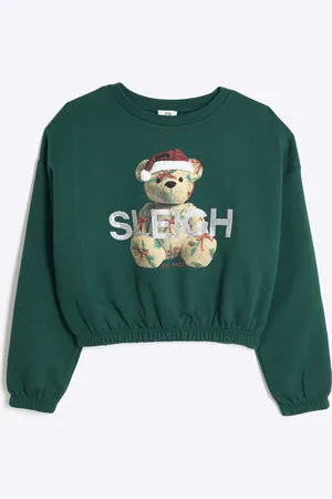 River Island Girls Christmas Sleigh Bear Sweatshirt