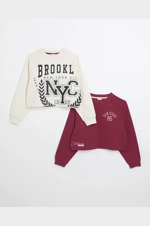 River Island Girls Raw Hem Sweatshirt 2 Pack