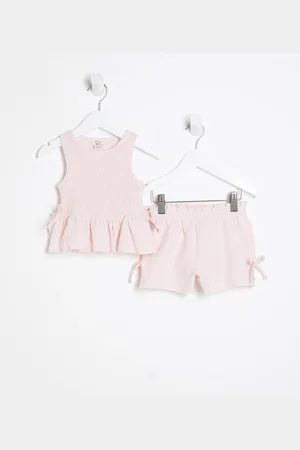 River Island Mini Girls Shirred Bow Tank Top Set