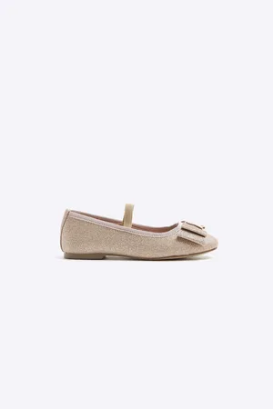 River Island Girls Rose Glitter Bow Ballet Pumps