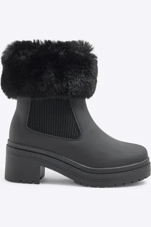 River Island Girls Fur Cuff Heel Boots