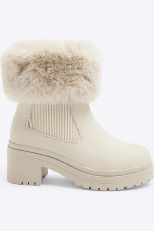 River Island Girls Fur Cuff Heel Boots