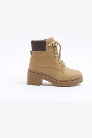 River Island Girls Heeled Hiker Lace Up Boots