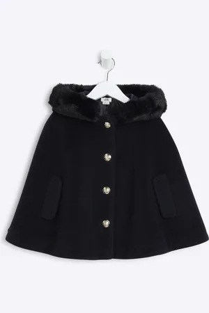 River Island Mini Girls Faux Fur Hooded Cape
