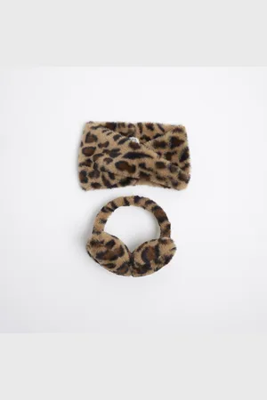 River Island Mini Girls Leopard Earmuff Snood Set