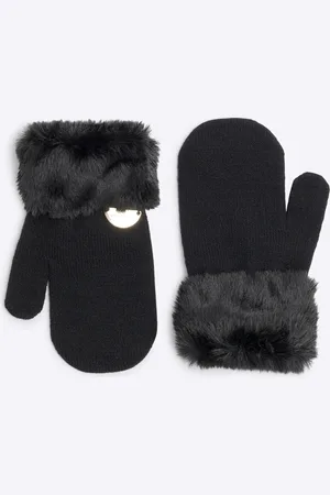 River Island Mini Girls Faux Fur Cuff Mittens