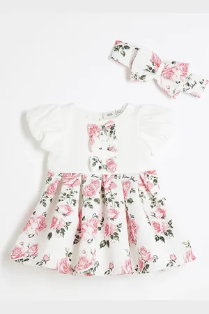 River Island Baby Girls Rose Print Scuba Dress Set