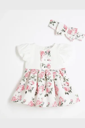 River Island Baby Girls Rose Print Scuba Dress Set