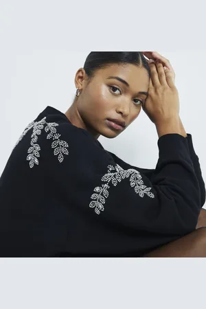 River Island Womens Embellished Leaf Sweatshirt