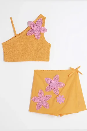 River Island Girls 3D Crochet Floral Skort Set