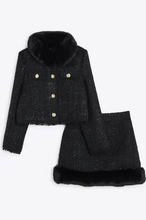 River Island Girls Boucle Military Jacket Set