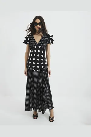 River Island Womens Sleeveless Spot Mix Ruffle Maxi Dress