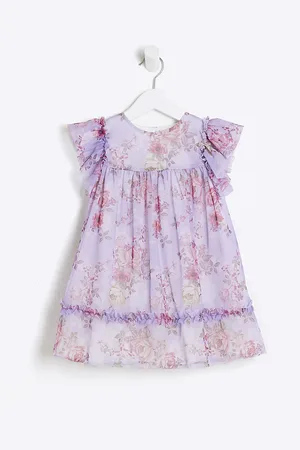 River Island Mini Girls Mesh Floral Printed Dress