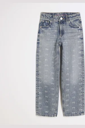 River Island Girls Denim Bow Jeans
