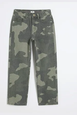 River Island Girls Denim Camo Straight Leg Jeans