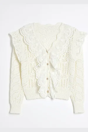 River Island Girls Lace Frill Cardigan