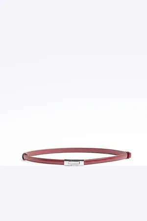 River Island Womens Faux Leather Skinny Lock Buckle Belt