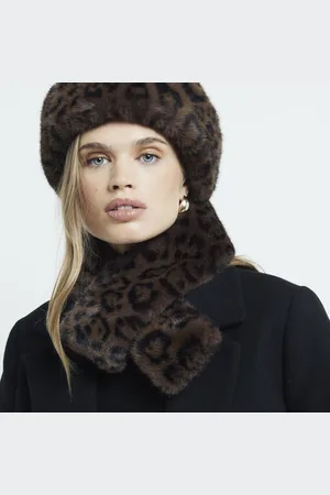River Island Womens Faux Fur Leopard Print Scarf