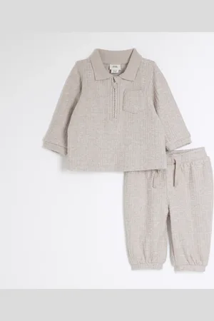 River Island Baby Boys Quarter Zip Shirt Set