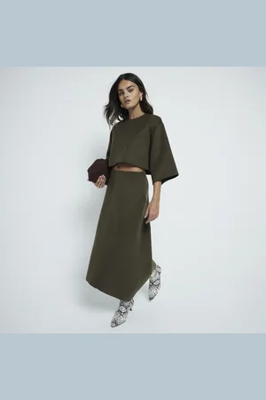 River Island Womens Premium Asymmetric Midi Skirt