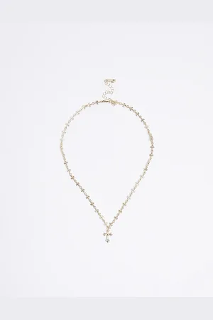 River Island Mens Plated Cross Necklace