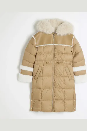 River Island Girls Faux Fur Trim Puffer Jacket