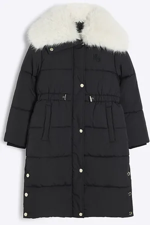 River Island Girls Faux Fur Collar Padded Jacket