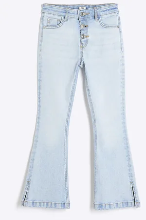 River Island Girls Denim Button Front Flared Jeans