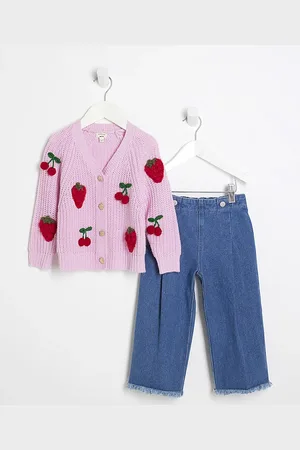 River Island Mini Girls Fruit Cardigan And Jeans Set