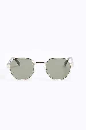 River Island Mens Embossed Metal Hexagon Sunglasses
