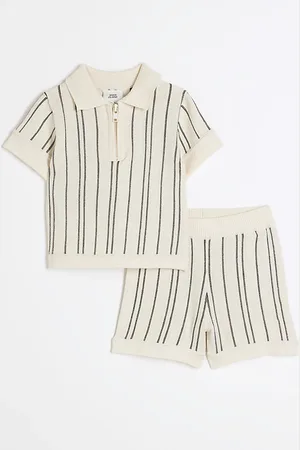 River Island Baby Boys Knitted Stripe Polo Shirt Set