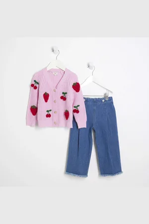 River Island Mini Girls Fruit Cardigan And Jeans Set