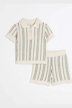River Island Baby Boys Knitted Stripe Polo Shirt Set