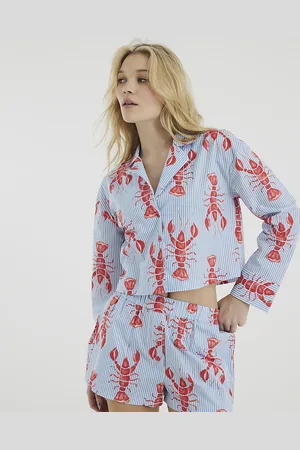 River Island Womens Stripe Lobster Print Pyjama Set