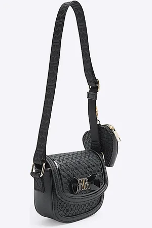 River Island Girls Embossed Bow Cross Body Bag