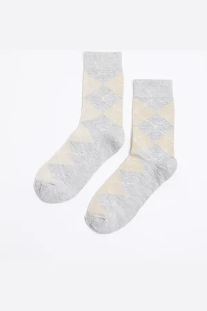 River Island Womens Argyle Check Ankle Socks