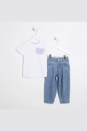 River Island Mini Girls Cutie T-Shirt And Jeans Set