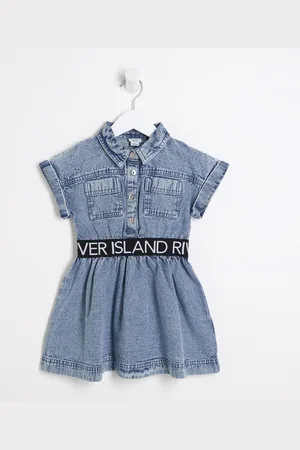 River Island Mini Girls Denim Ri Waistband Dress