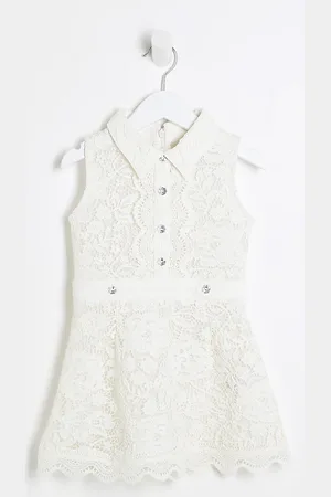 River Island Mini Girls Lace Collar Shirt Dress