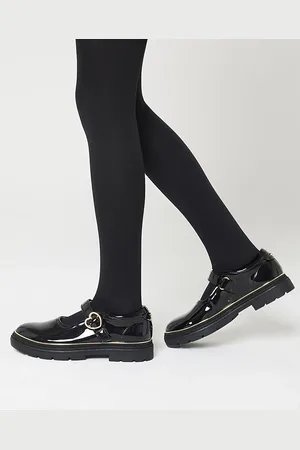 River Island Girls Patent Heart Buckle Shoes
